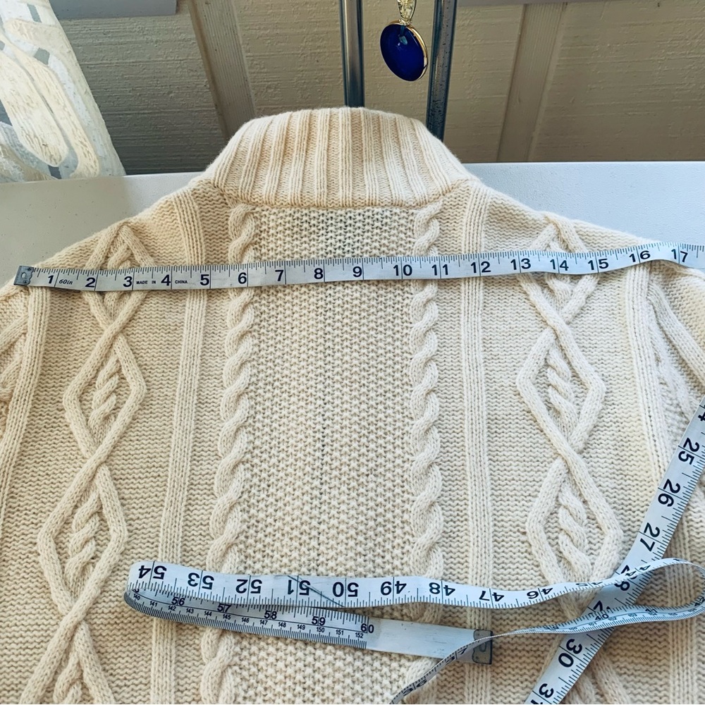 Ralph Lauren Cable Knit Full Zip 100% Ivory Wool Cardigan size XL - Picture 5 of 12